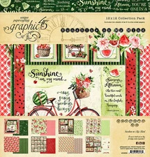 Graphic45 SUNSHINE ON MY MIND 12x12 PAPER PACK scrapbooking 16 SHEETS