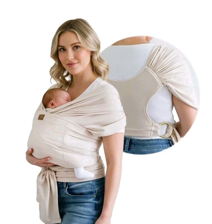 Ivory & Gold Baby Carrier Wrap: Comfortable, Soft & Supportive, Adjustable