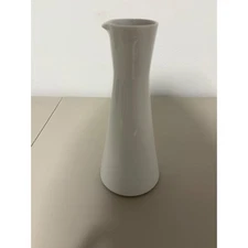 Minimalist White Ceramic Water Pitcher Bud Vase with Spout Elegant Home Decor