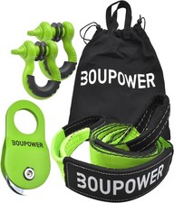 Offroad Recovery Gear Kit Including Snatch Block Pulley with Winch Line Dampener