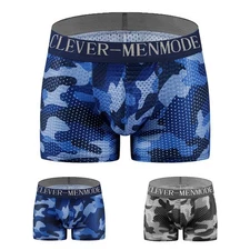 Lightweight Nylon Boxer Briefs Butt Lifter Underwear for Men Blue Gray