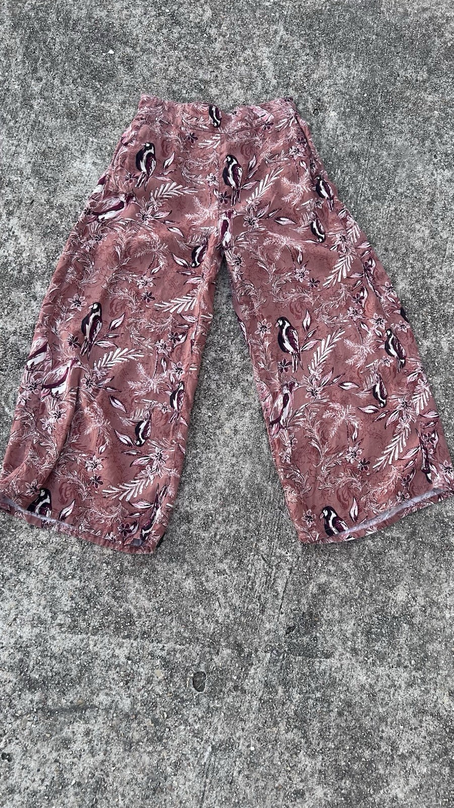 TAHARI Womens Cropped Wide-Leg Pants 100% Linen Floral Pattern Size M