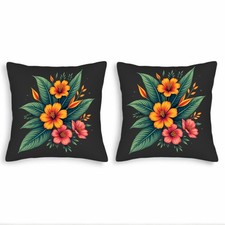 Set of 2 Decorative Throw Pillow Covers 18x18in - Vibrant Floral Design