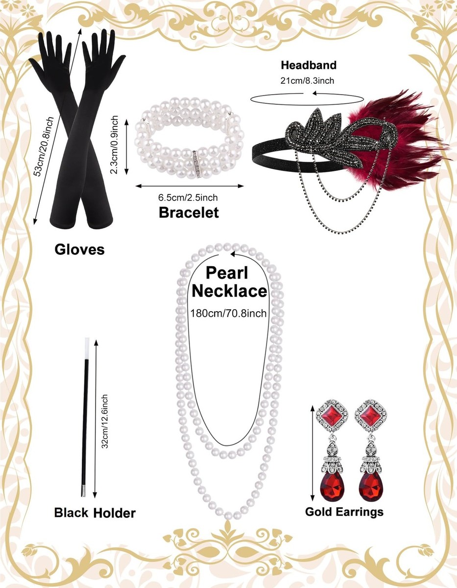 ✨ 6PCS 1920s Accessories Flapper Great Gatsby Vintage Retro Costume Set NEW 6PCS 1920s White Accessories Flapper Great Gatsby Retro  main image 3