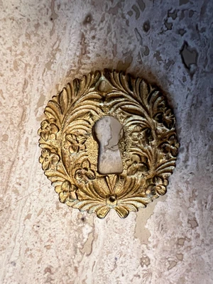 entrée de clé de serrure ancienne en bronze style Napoléon III - Photo 1/2