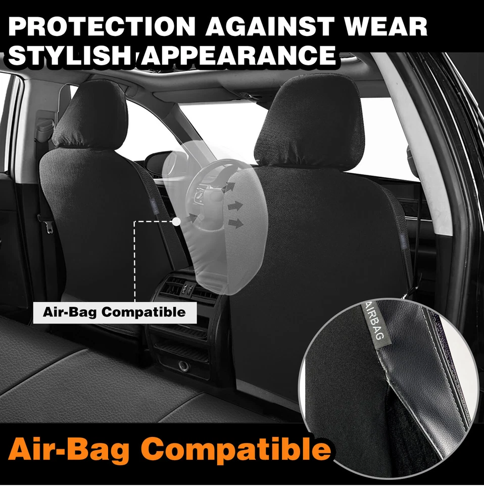 Juego completo de fundas de asiento de auto negras de cuero PU para Honda Civic sedán cupé Foto 3 de 4