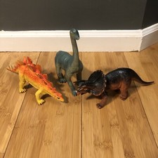 VINTAGE 1985 IMPERIAL Dinosaur Toy LOT 3 Figures TRICERATOPS BRONTOSAURUS Dinos