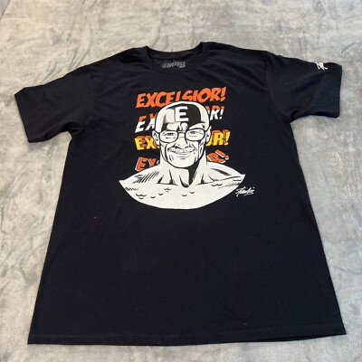 Rare Marvel Comics T Shirt Mens Size L Stan Lee Excelsior Black
