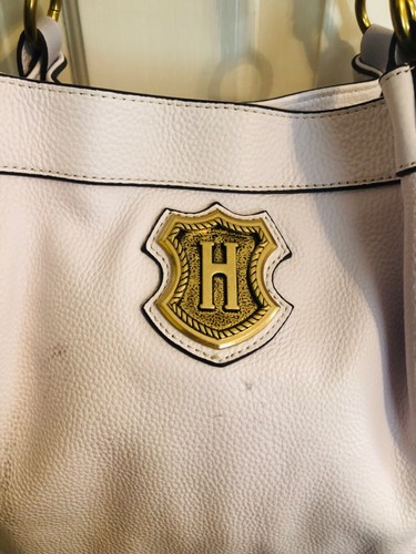 Hulme tote purse handbag carryall white pebbled leather JW Hulme Crest Heritage