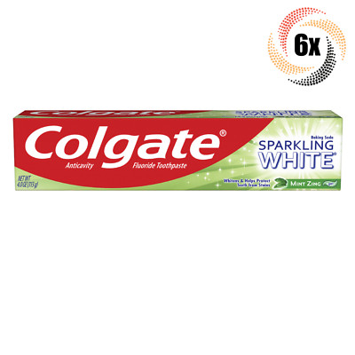 6x Packs Colgate Sparkling White Mint Zing Fluoride Gel Toothpaste | 4oz