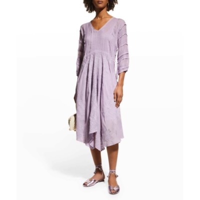 Johnny Was Rosslyn Embroidered Asymmetrical Pintuck Eyelet Dress (Small) |  eBay