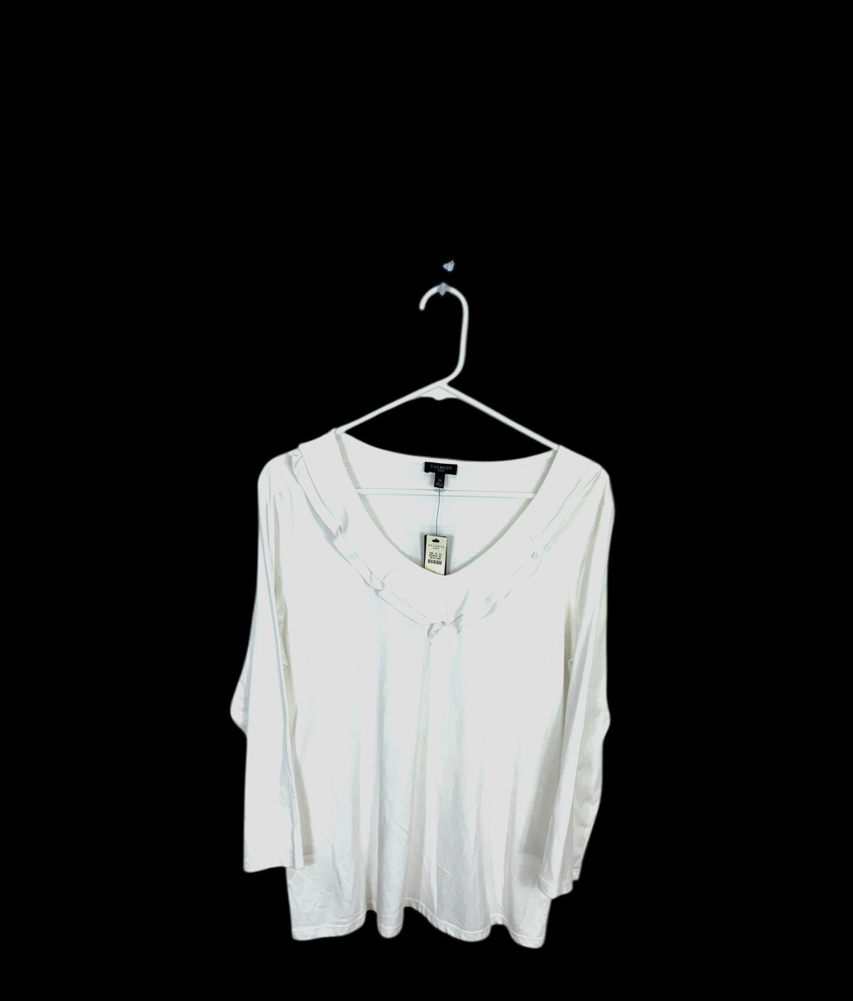 Talbots womens top tee size 1 X white 3/4 sleeve v-neck capsule clean girl NWT