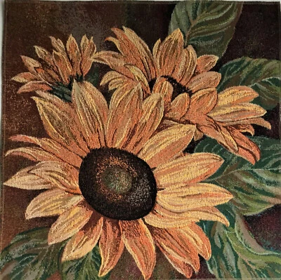 MARKENLOS Gobelin Tapisserie Tapestry Wandteppich Paneel Basteln Stoff Sonnenblumen 50x50