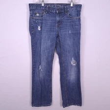 Aeropostale Jeans Mens 34x30 Blue Bowery Slim Straight Distressed Denim