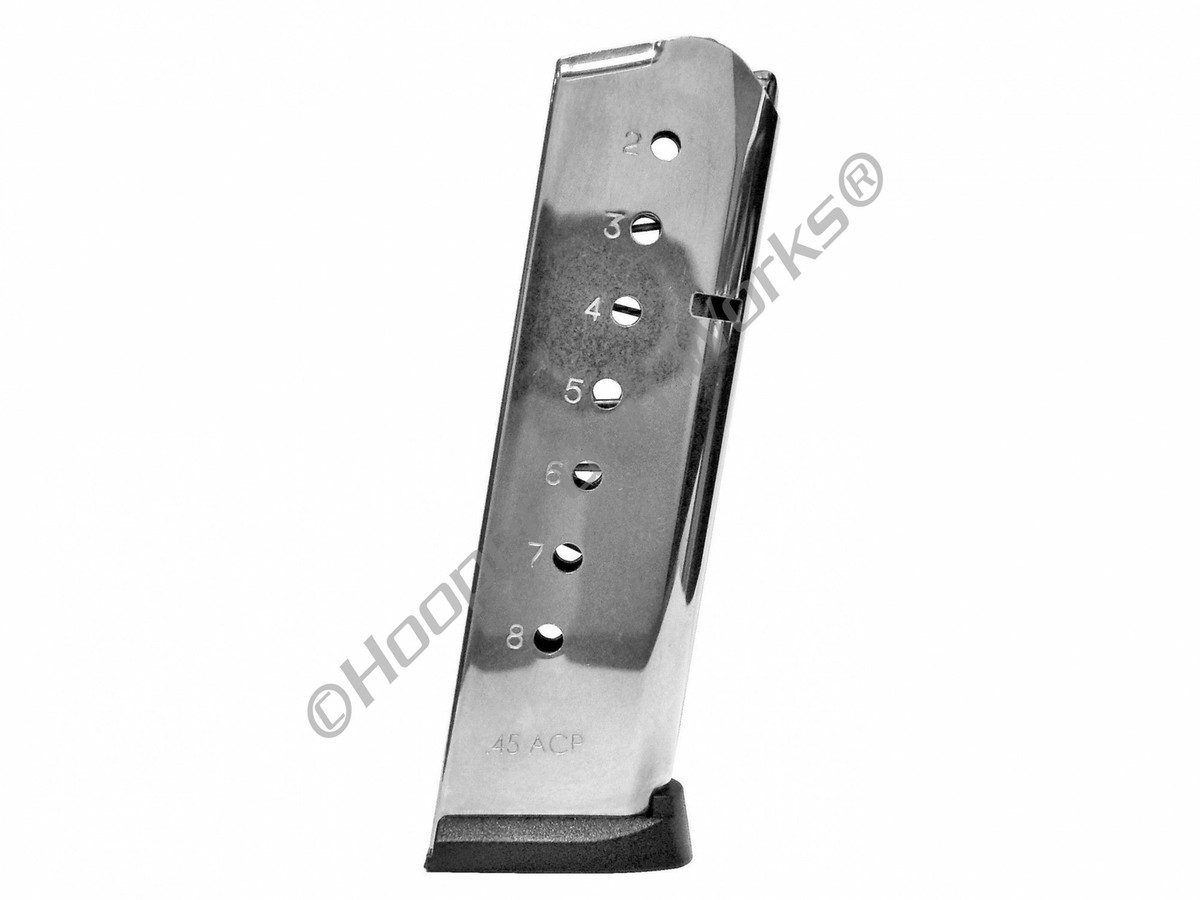 8RD ACT-MAG 45ACP 1911 Full Size 8 Round Handgun Magazine Nickel