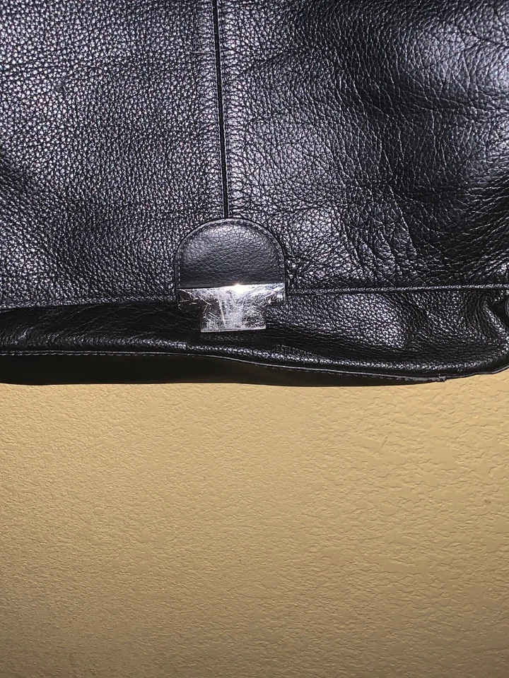 PERRY ELLIS PORTAFOLIO Bolso Mensajero de Cuero Negro Viajero de Negocios Foto 4 de 4