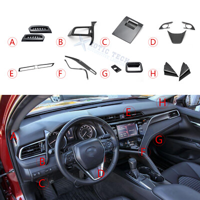 Carbon Fiber Pattern AC Air Vent Pillar Speaker Glove Box Trim For Camry 18-2020