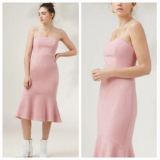 NWOT Finders Keepers Continuum Midi Dress Spaghetti Strap Bodycon In Pink Dust