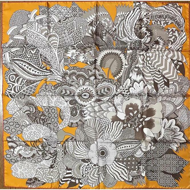 Hermes Scarf Stole Fleurs d'Indiennes Aline Honore Floral Silk