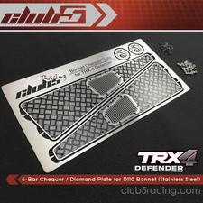Black 5-Bar Chequer / Diamond Plate for TRX-4 Defender Bonnet (Stainless Steel)