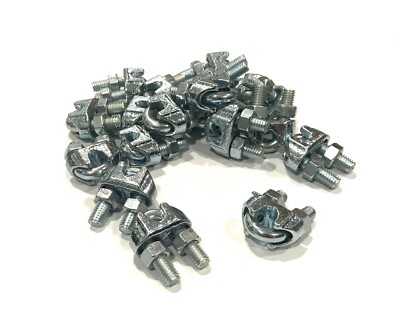 Cable Clamps 1/4  U-Bolts Galvanized Wire Rope Clamps Clips 6, 10, 20 ~ 100pcs