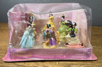 Disney Store PRINCESS DELUXE FIGURE PLAY SET 9 PCS NEW Damaged Box