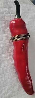 limoges trinket box peint main red pepper 