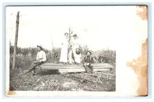 Outdoor Woman & Men Portrait Standard No. 3 Container RPPC Postcard