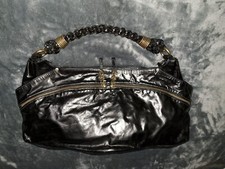 $890 R&y Augousti Paris Large Laminated Leather Art Deco Shoulder Bag