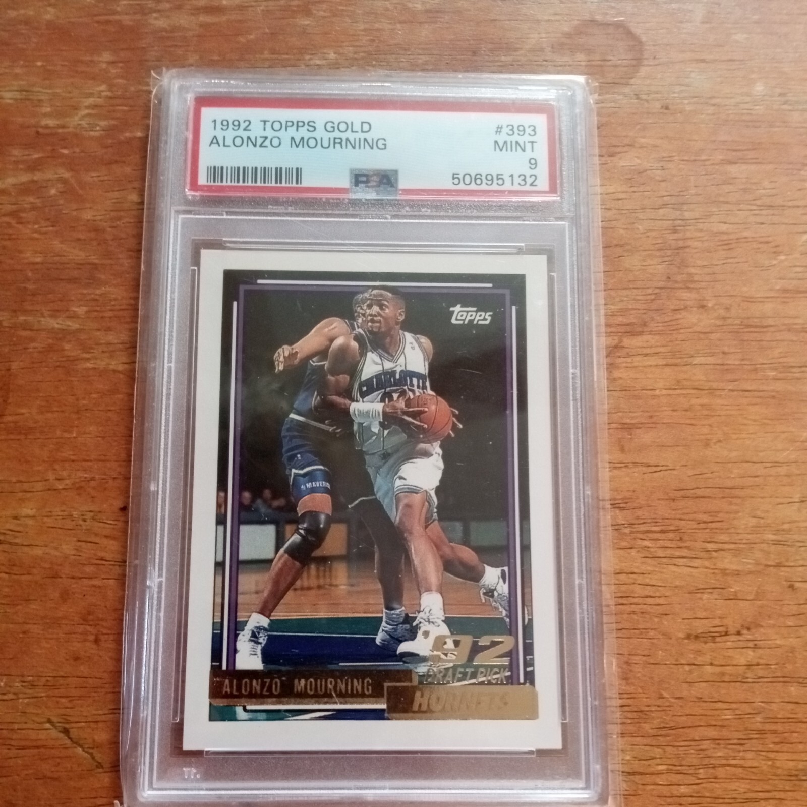 1992 TOPPS GOLD ALONZO MOURNING ROOKIE PSA 9 MINT #393 HORNETS MIAMI HEAT
