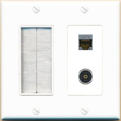 RiteAV CAT6-SHIELDED TOSLINK with Brush Wall Plate [White]