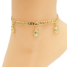 18k Layered real gold filled anklet bracelet with Turtles #14