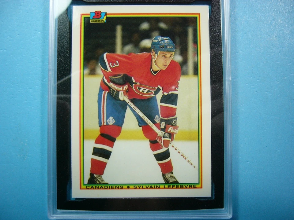 1990/91 BOWMAN TIFFANY NHL HOCKEY CARD #48 SYLVAIN LEFEBVRE ROOKIE RC KSA 10 GEM - Image 3 of 4