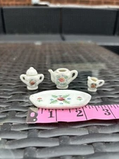 Vintage Miniature/tiny Tea Set FromJapan Floral Print No Chips Or Cracks