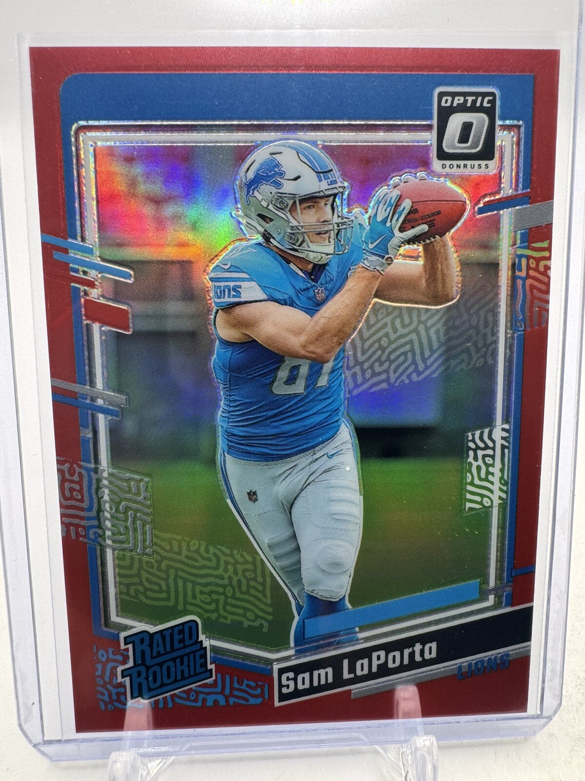 2023 Donruss Optic Sam LaPorta Rated Rookie Red 63/99 #237 Detroit Lions