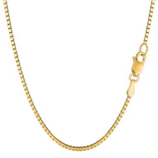 14k Yellow Real Solid Gold Mirror Box Chain Necklace, 1.4mm, 20"