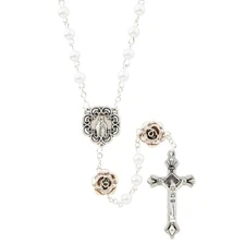 St. Therese  Rosary With Golden Rose Our Father Beads - 20" Long(P1277)