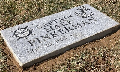 Traditional Flat Georgia Grey Granite Marker Headstone Monument Flush