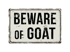 294VS Beware Of Goat 8 "x 12" Vintage Aluminum Retro Metal Sign