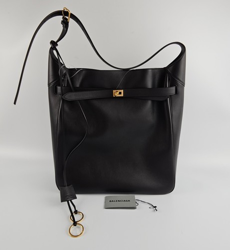BALENCIAGA Bel Air Large $3990 Black Smooth Calfksin Hobo Bag New & Authentic