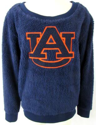 Auburn Tigers Women Medium Embroidered Logo Faux Fur Crew Neck Sweatshirt UAB 10