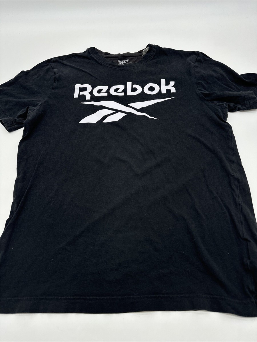 Reebok T-Shirt Women Medium Graphic Print Logo Black..#12572