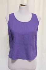 Citron Santa Monica plum purple textured crepe 100% silk tank top in size PXS