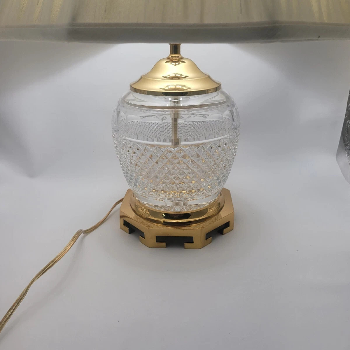 Vintage Lenox Crystal Gold Brass Base End Table lamp