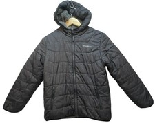 Eddie Bauer Youth Boys Reversible Hooded Jacket Sherpa Black/Gray Long Sleeve