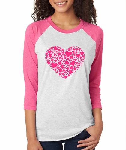 HEART OF HEARTS love positive fashion Valentine's Day Women's 3/4 Sleeve Raglan - Picture 3 of 3