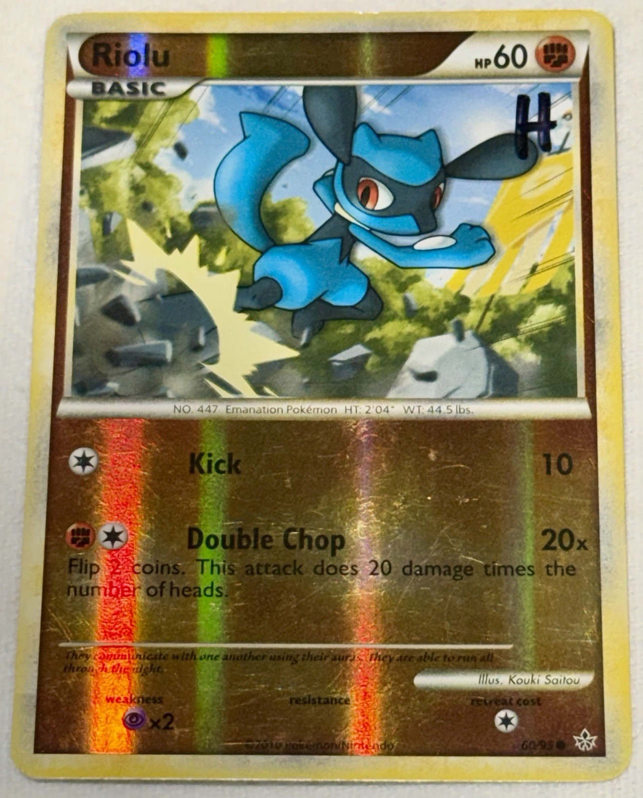 HOLO SHINY Riolu 60/95 Reverse Holo Common Unleashed HP COLLECT RARE POKÉ