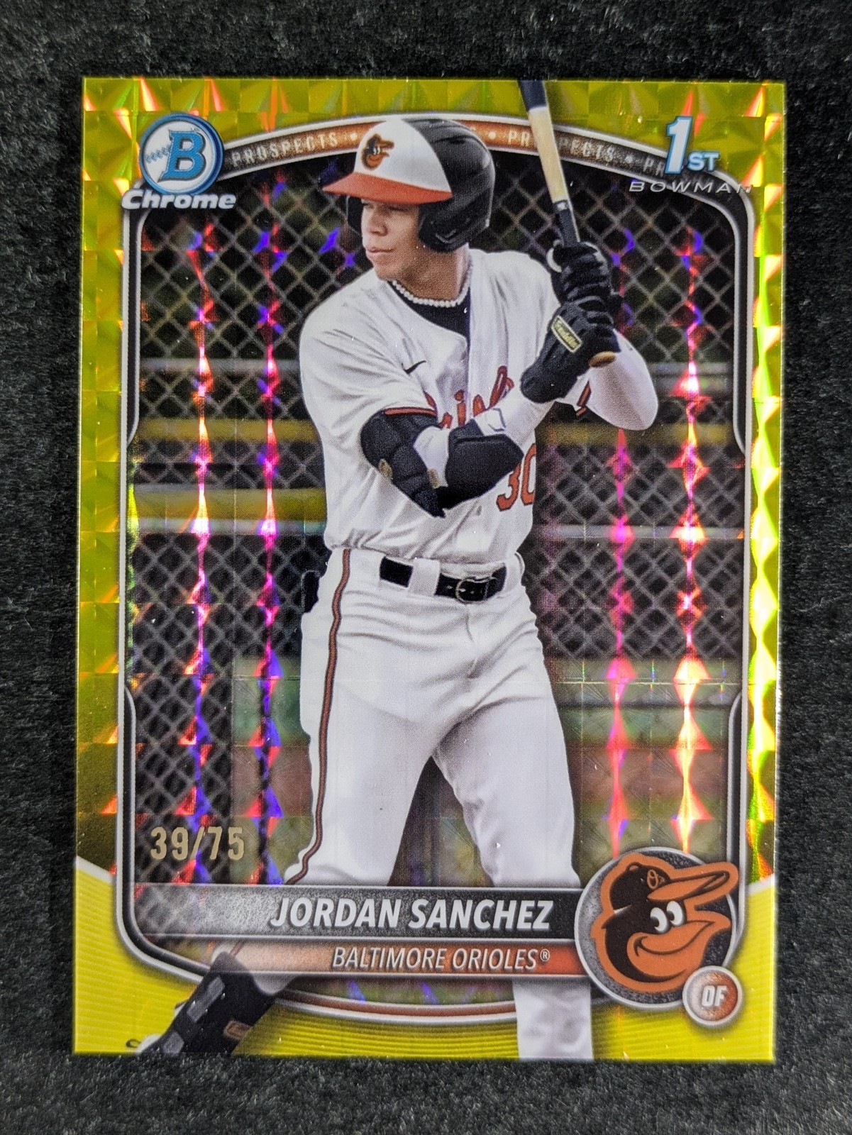 2025 Bowman Chrome JORDAN SANCHEZ 39/75 1st Bowman Yellow Geometric Ref #BCP-208