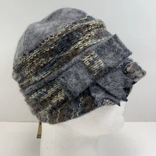 C.C EXCLUSIVES Wool Blend Cloche Bell Hat Fleece Lined Flappers Gray Brown NWT