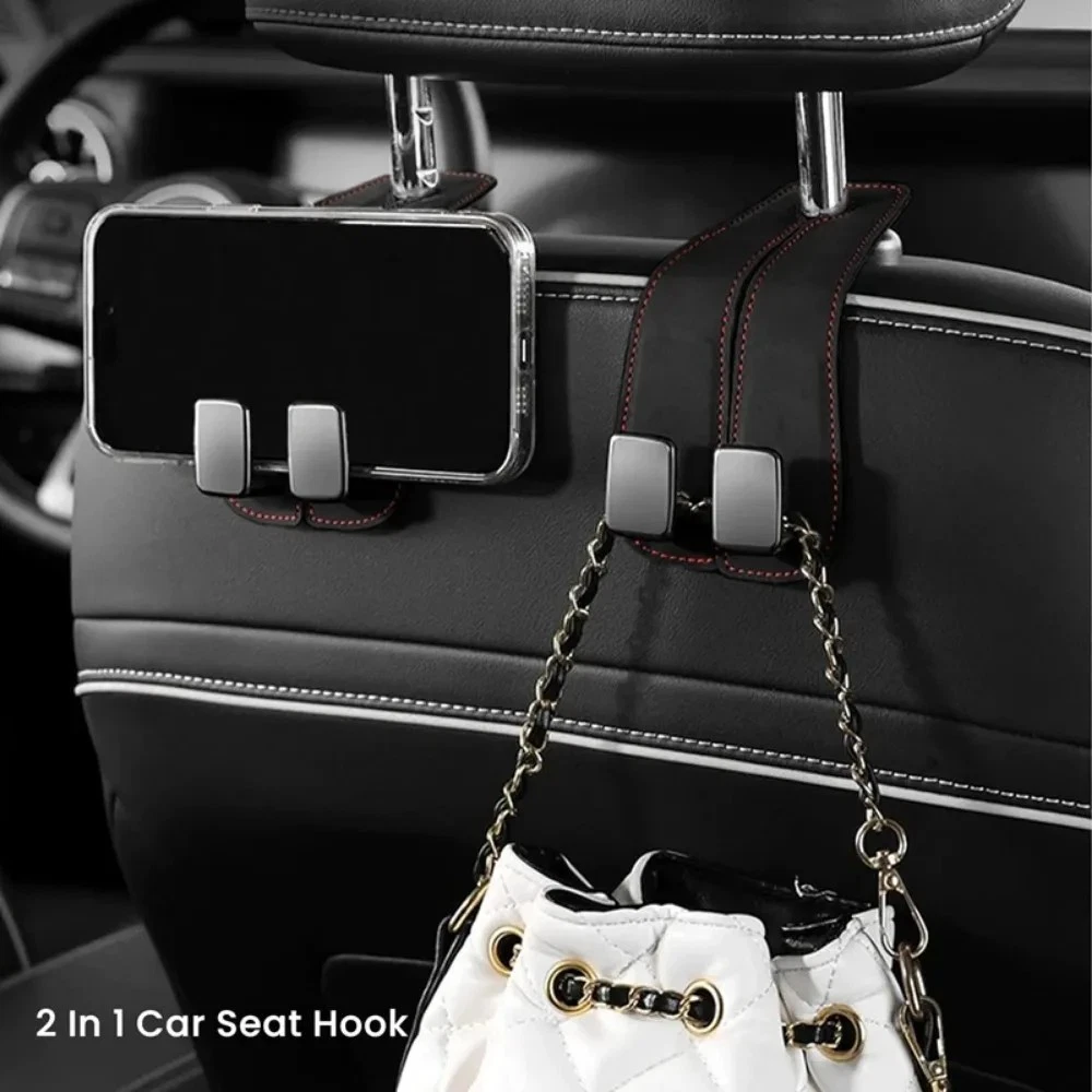 Universal Car Seat Back Hooks Suede Metal Double Hanger Car Interior Stora